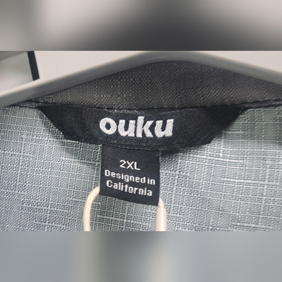 NWT Ouko Men's Hawaiian Shirt Lightweight Gray Short Sleeves Casual 2XL XXL - Picture 7 of 9